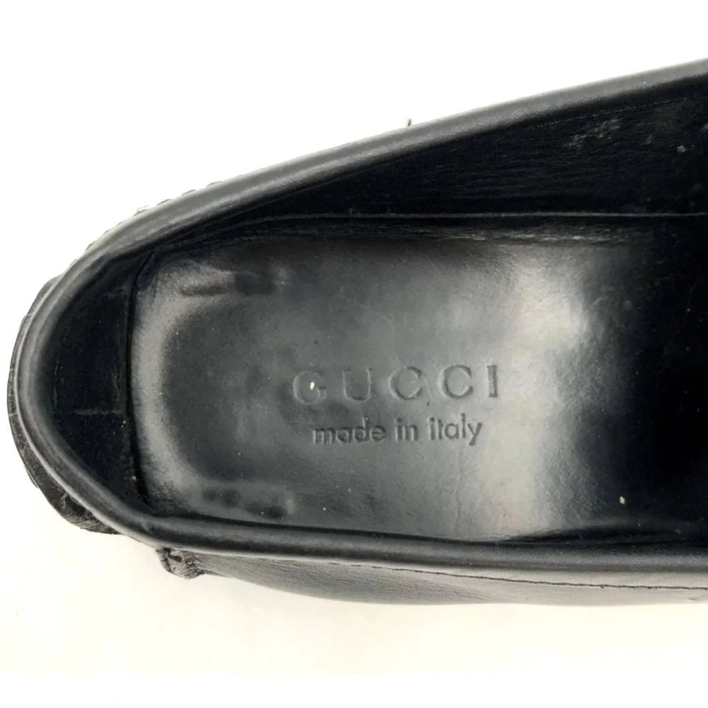Gucci Men's Black Leather Loafers w/ Gold-Tone Horsebit Detail - Size 9.5 (+COA)